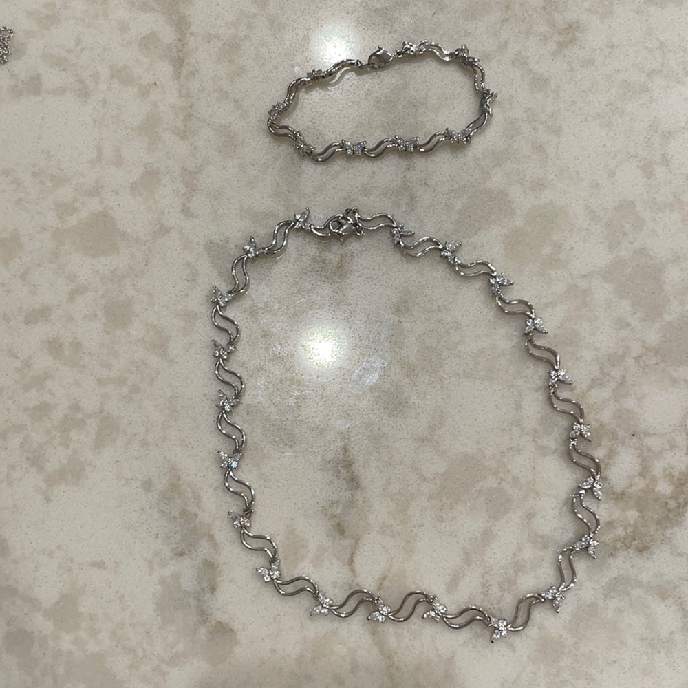 Crystal butterfly necklace and bracelet